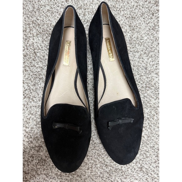 Louise et Cie Black Suede Leather Bow Slip On Loafer Flats Women's Size 9.5M - Picture 1 of 7